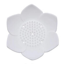 Lotus siliconen zeepbakje met automatisch afvoersysteem, bloemvormig zeepbakje voor douche, badkamer, gootsteen, aanrecht en badkuip (wit)