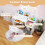 Kinderbureau en -stoelset met planken en lade, wit 4