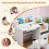 Kinderbureau en -stoelset met planken en lade, wit 5