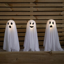 51cm Set of 3 Battery Powered Light up Ghost Halloween Path Lights with LEDs