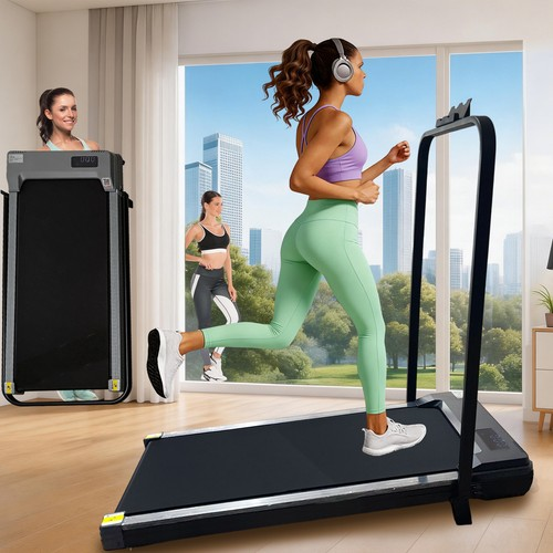 Under Desk Walking Pad Treadmill Foldable Electric Running Machine with Handle
