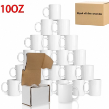 36xBlank 10oz Sublimation Mugs White Coffee Cups with Large Handle & Smash Boxes