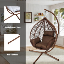 Rattan Egg Hanging Chair w/Stand & Cushion Weatherproof Garden Swing Seat Patio
