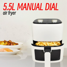 5.5L Large Capacity Air Fryer Oil Free Low Fat Cooking Dial Timer & Temp Control