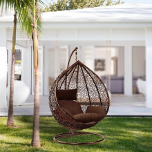 Rattan Swing Egg Chair Garden Patio Hanging Hammock with Cushion Outdoor Brown