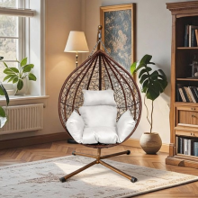 Hanging Egg Chair w/Stand Indoor/Outdoor Garden Swing Seat+Cushion Patio Balcony