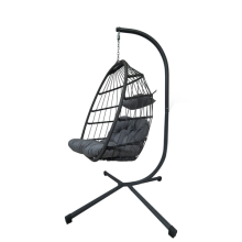Hanging Egg Chair with Stand Garden Hammock Chair Rattan and Steel Patio