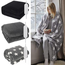 Heated Throw Electric Blanket Machine Washable Fleece 9 Heat Settings 180x130cm