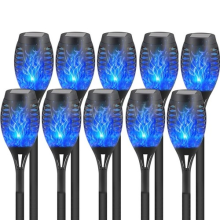 10x Flame Effect Solar Outdoor Lights Stake Garden Path Flickering LED Lamp Blue