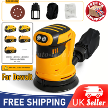 Cordless Random Orbital Sander 5" Dust Bag Discs Machine 240W For DeWalt 18V/20V