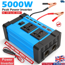 5000W Caravan Van Converter Power Inverter DC12V To AC220V LCD 4 USB Socket LED