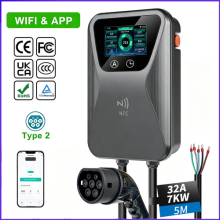 Home EV Charger 32A 7KW Type 2 Electric Car Vehicle Charging Station App & RFID