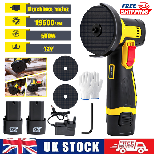 12V Mini Cordless Angle Grinder, Cutting Grinding Sanding Power Tool 2 Batteries