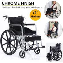 Self Propelled Wheelchair Folding Black Lightweight Foldable Manual Wheel Chair