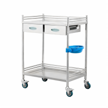 2 Drawer Stainless Steel Dental Medical Lab Cart Portable Utility Trolley New