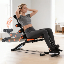 Ab Workout Machine 6 in 1 Adjustable Sit Up Bench Core Trainer Home Gym Fitness