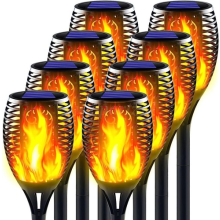8 Flame Effect Solar Outdoor Lights Stake Garden Path Flickering LED Torch Lamp