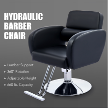 Black Barber Chair Adjustable Height Classic Hydraulic Swivel Salon Stool Chair