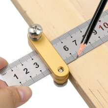 Steel Ruler Positioning Block Scribe Mark Line Gauge Carpenter Measuring Tools