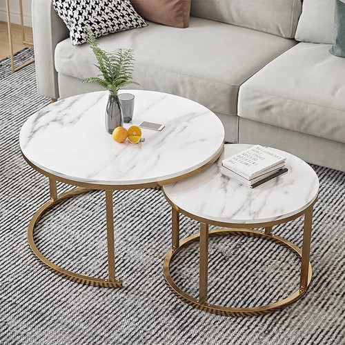 Coffee Tables Set of 2 Round Stacking Sofa Side Tables for Living Room Nesting
