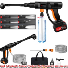 Cordless Car High Pressure Washer Spray Water Gun 3000W 100Bar + 2 Battery