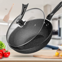 30CM Frying Pan Skillet Saute Non-Stick  Pan Tempered Glass Lid Granite Coating