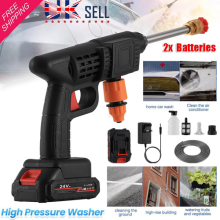 2 Battery Portable Car High Pressure Washer Cordless Jet Water Wash Cleaner Gun