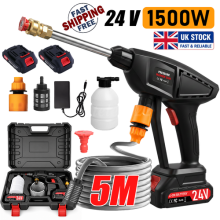 2 Battery 24V Cordless Car High Pressure Washer Jet Wash Cleaner Gun Portable UK