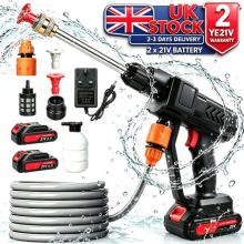 Cordless 21V High Pressure Washer Gun Portable Car Jet Cleaner with 2 Batteries