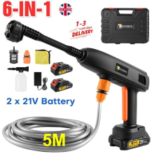 2 Battery Cordless Car High Pressure Washer Jet Water Wash Cleaner Gun Portable