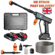 Portable Cordless Car High Pressure Washer Jet Water Wash Cleaner Gun +2 Battery