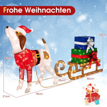 Kerstdecoratie met hond en slee, voorzien van 170 ledlampjes.