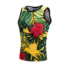 (Green leaves&Red flower,L)Herren Grafik 3D gedruckt Tank Top Gym Fitness Sommer Tshirt Weste T-Shirts ärmellos