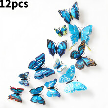(Blue)Simulation Butterfly Colorful 3d Wall Sticker Living Room Bedroom Decorating
