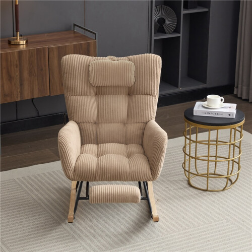 Adjustable Fabric Rocking Chair, Brown