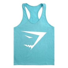 (LightblueWhite,M)Camiseta Regata de Musculação EUA Academia Stringer Treino Yback Colete Singlet Fitness