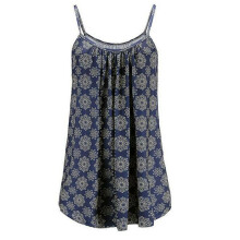 (Navyflower,M)Womens Summer Strappy Tops Cami Dress Ladies Beach Sleeveless Floral Vest Dress