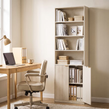 HOMCOM Freestanding 6-Tier Tall Bookcase with Adjustable Shelf Cabinet, Oak