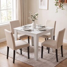 HOMCOM Dining Table for 4, 80L x 80W x 75Hcm, White