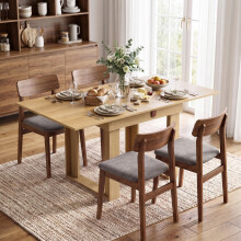 HOMCOM Modern Folding Dining Table for 4 Under-Table Storage 140cm Oak