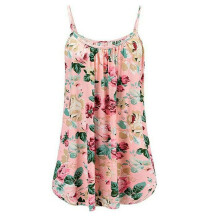 (Pinkgreenleaf,L)Womens Summer Strappy Tops Cami Dress Ladies Beach Sleeveless Floral Vest Dress