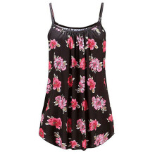(Redfloral,M)Womens Summer Strappy Tops Cami Dress Ladies Beach Sleeveless Floral Vest Dress