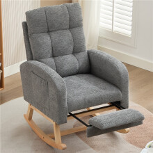 Grey Waffle Rocking Chair with Footrest