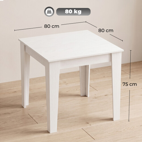 Homcom HOMCOM Dining Table for 4, 80L x 80W x 75Hcm, White 2