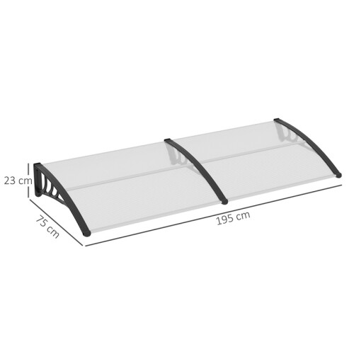Aluminium Front Door Canopy 75x195cm White 2