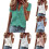 (Grass,5XL)Damen-T-Shirt V-Ausschnitt Rüschen Kurzarm Damen Freizeit Basic Bluse Shirts Tops 4
