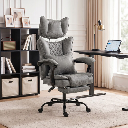 Homcom HOMCOM Big and Tall Office Chair with Lumbar Support, Grey 1