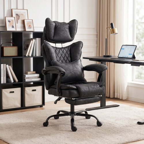 Homcom HOMCOM Big and Tall Office Chair with Lumbar Support, Black 1