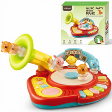 Baby Musical Piano Toy with 4 Dancing Animal Figures Interactive Toddler Keyboard Learning Toy with Music Lights & Drum Sounds