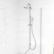 Nes Home Exposed Sqaure Shower Mixer Handset & Riser Rail Kit Chrome